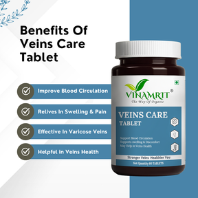 Vinamrit Veins Care Tablets | Ayurvedic Formula for Varicose Veins & Spider Veins Support | Herbal Blend for Leg & Vein Wellness | 30 Tablets