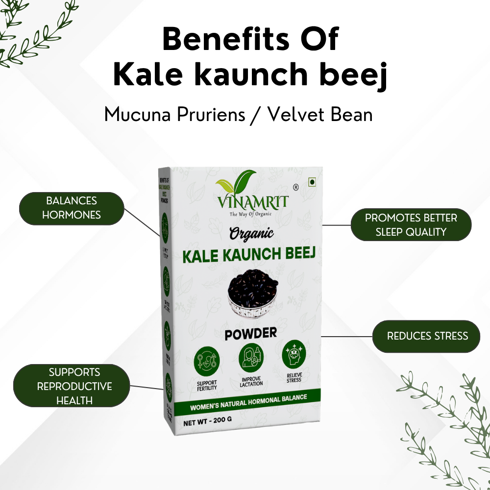 Vinamrit Kale Kaunch Beej Powder | 100% Pure & Natural | Traditional Ayurvedic Herb for Vitality & Wellness | 100g Pack