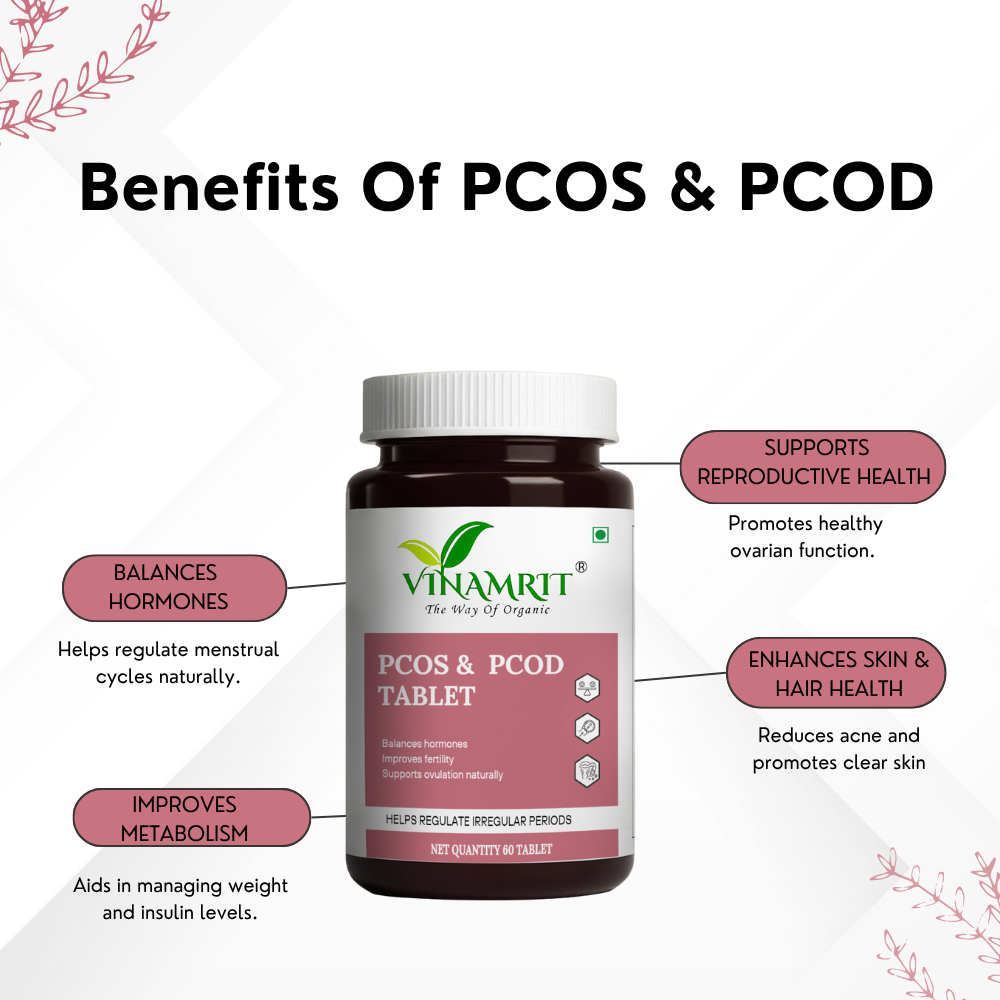 Vinamrit PCOS Balance Tablets | Ayurvedic Herbal Supplement for Women’s Wellness & Hormonal Support | Plant-Based Formula | 60 Tablets