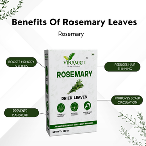 Vinamrit Rosemary Leaves | 100% Pure & Natural | Promotes Hair Growth, Strength & Scalp Health | 100g Pack | Ayurvedic Herbal Leaves for Strong & Healthy Hair