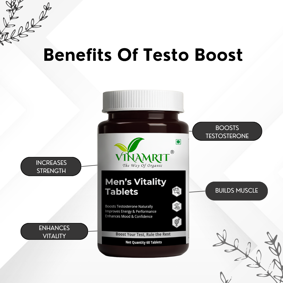 Vinamrit Men’s Vitality Tablet Shilajit & Gokshura | 60 Tablets for Strength, Stamina & Natural Testosterone Support 60 Tablets