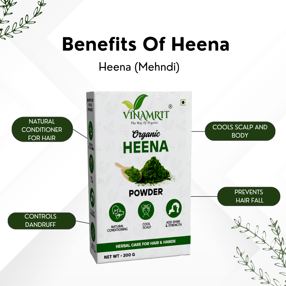 Vinamrit Henna Powder | 100% Pure & Organic| Traditional Ayurvedic Herb for Natural Hair Coloring & Care | 100g Pack
