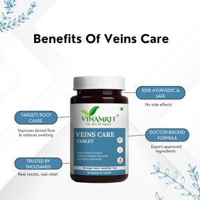 Vinamrit Veins Care Tablets | Ayurvedic Formula for Varicose Veins & Spider Veins Support | Herbal Blend for Leg & Vein Wellness | 30 Tablets