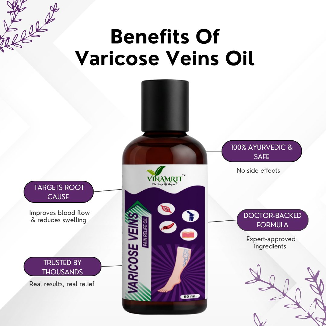 Vinamrit Varicose Veins Oil | Herbal Massage Oil Blend | 60ml
