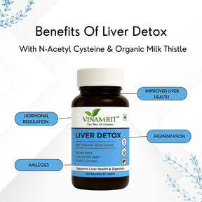 Vinamrit Milk Thistle Liver Detox Supplement | Fatty Liver Care & Digestive Enzymes 60 Tablets