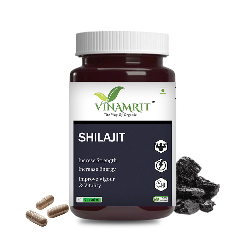 Vinamrit Shilajit 60 Capsules – Premium Ayurvedic Supplement for Men’s Wellness - VINAMRIT