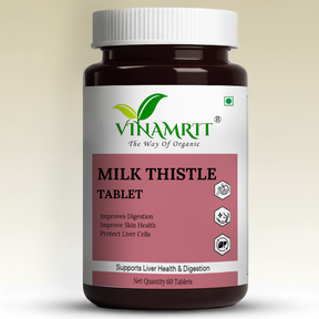 Vinamrit Milk Thistle Tablets for Liver Support & Detox | 60 Tablets | Ayurvedic Antioxidant for Fatty Liver, Digestion & Overall Wellness