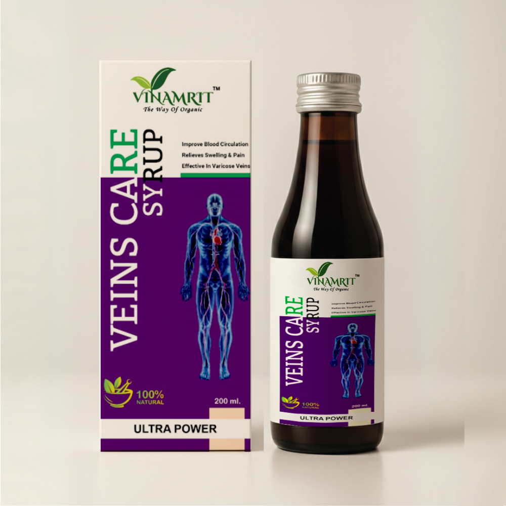 Vinamrit Veins Care Syrup – 200ml | Ayurvedic Herbal Blend | Made for Daily Vein Wellness & Comfort | 100% Natural Ingredients