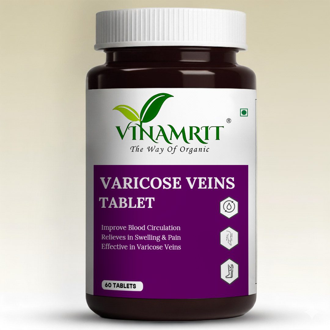 Vinamrit Varicose Veins Tablets | Ayurvedic Herbal Blend for Vein Wellness & Circulation Support | Enriched with Natural Extracts | 60 Tablets