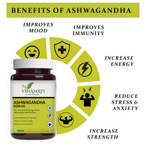 Vinamrit Ashwagandha Tablet 1000 mg | Pure Withania Somnifera Extract – 60 Tablets - VINAMRIT