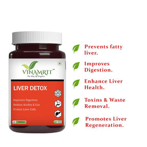 Vinamrit Milk Thistle Liver Detox Supplement | Fatty Liver Care & Digestive Enzymes 60 Tablets - VINAMRIT