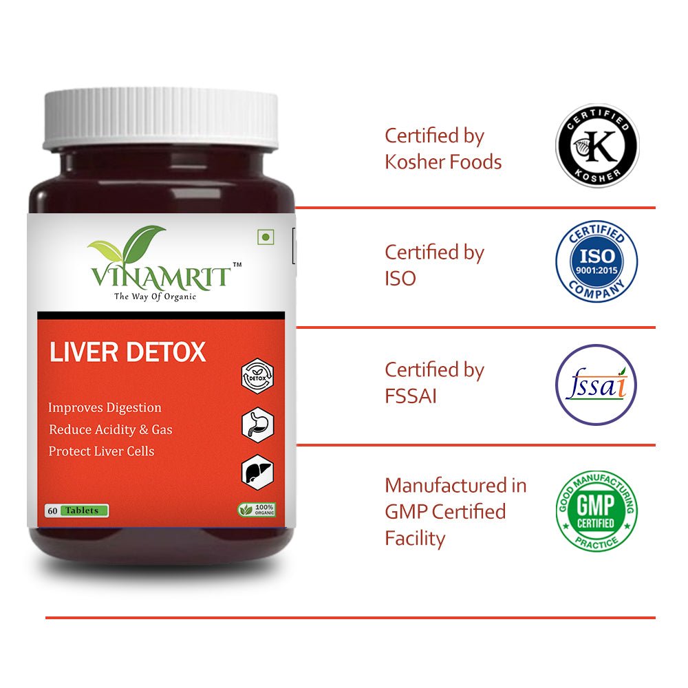 Vinamrit Milk Thistle Liver Detox Supplement | Fatty Liver Care & Digestive Enzymes 60 Tablets - VINAMRIT