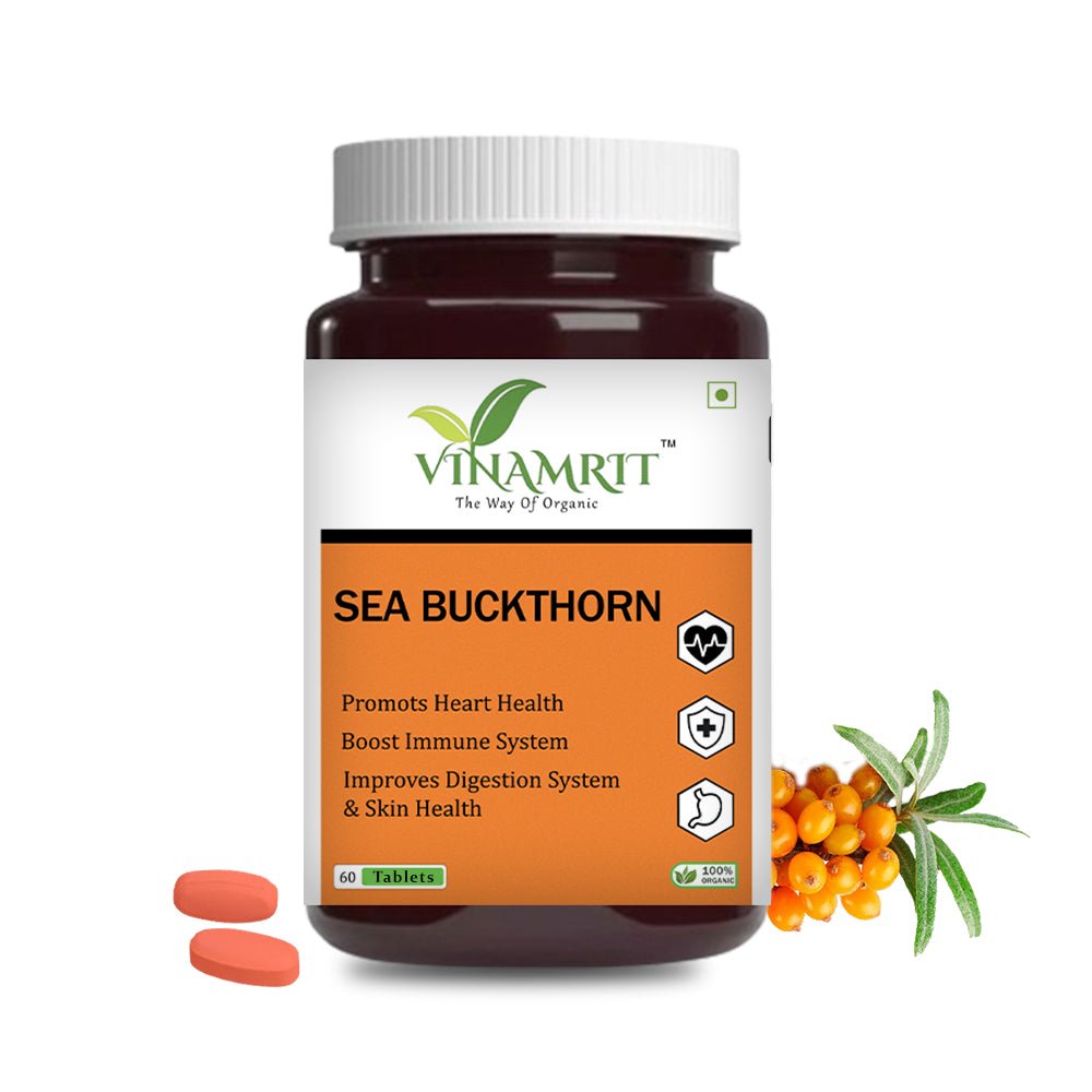 Vinamrit Sea Buckthorn Tablets for Skin, Immunity & Hair Growth – Natural Supplement 60 Tablet - VINAMRIT