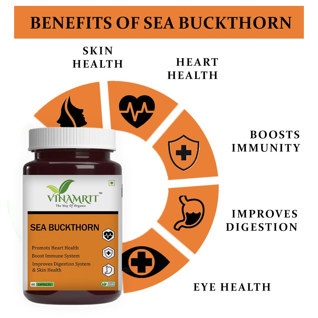 Vinamrit Sea Buckthorn Tablets for Skin, Immunity & Hair Growth – Natural Supplement 60 Tablet - VINAMRIT