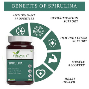 Vinamrit Spirulina 2000MG |Green Superfood for Weight Management - 60 Tablet - VINAMRIT