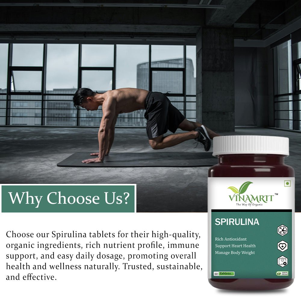 Vinamrit Spirulina 2000MG |Green Superfood for Weight Management - 60 Tablet - VINAMRIT