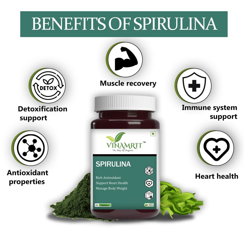 Vinamrit Spirulina 2000MG |Green Superfood for Weight Management - 60 Tablet - VINAMRIT