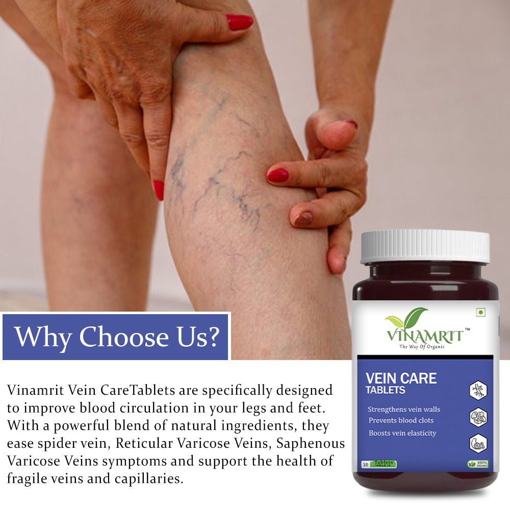 Vinamrit Varicose Veins Care Tablet: Ayurvedic Solution for Varicose Veins & Spider Veins | 30Tablets - VINAMRIT