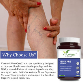 Vinamrit Varicose Veins Care Tablet: Ayurvedic Solution for Varicose Veins & Spider Veins | 30Tablets - VINAMRIT