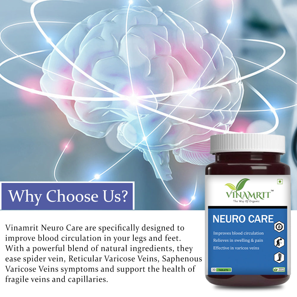 Vinamrit Neuro Care : Ayurvedic Solution for Varicose Veins & Spider Veins | 30 Tablet - VINAMRIT