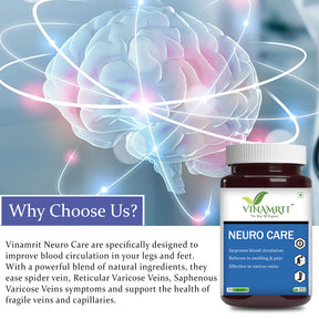 Vinamrit Neuro Care : Ayurvedic Solution for Varicose Veins & Spider Veins | 30 Tablet - VINAMRIT